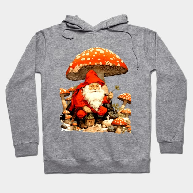 Santa: Santa is a Mushroom (Amanita Muscaria Mushroom) on a light (Knocked Out) background Hoodie by Puff Sumo